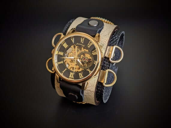 Mens Wrist Watch , Steampunk Pocket Watch, Leather Watch Cuff, Men's  Leather Cuff, Bracelet Watch - Etsy